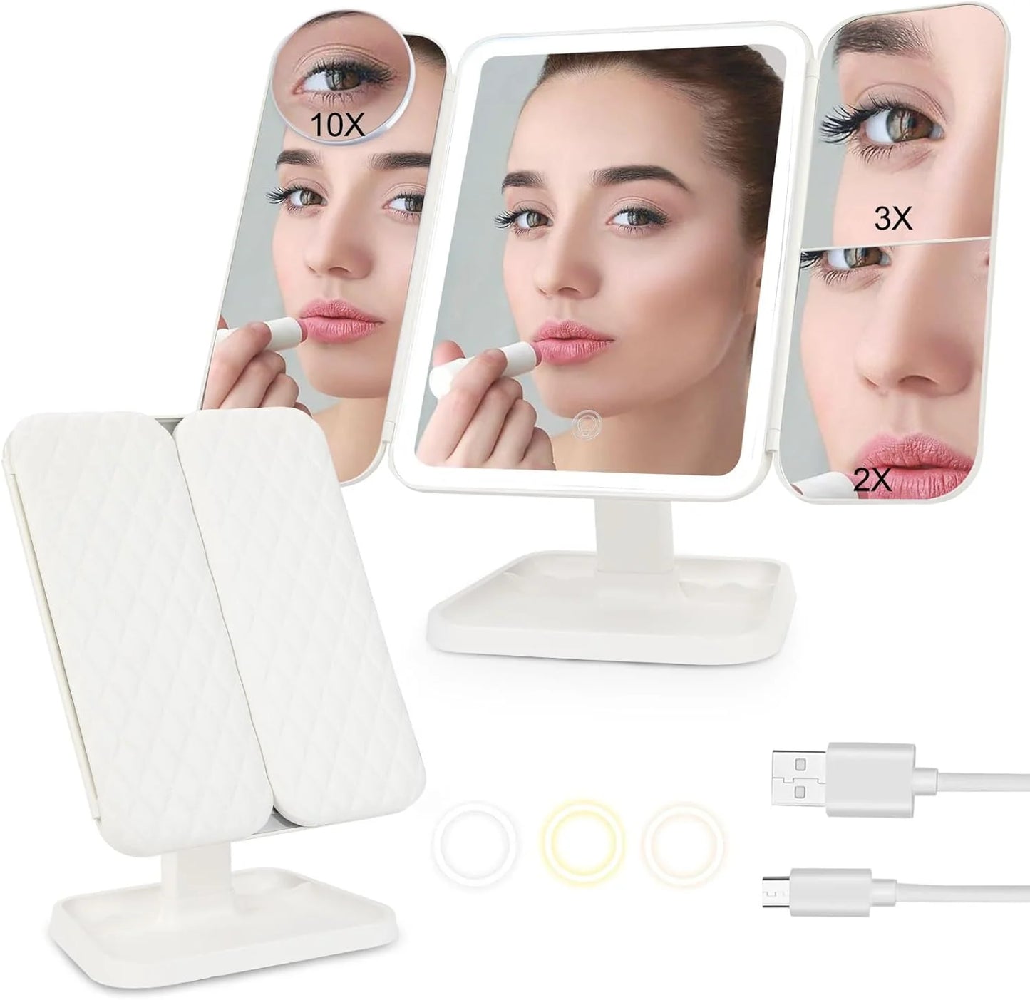 ESPEJO LED TRIPLE PARA MAQUILLAJE