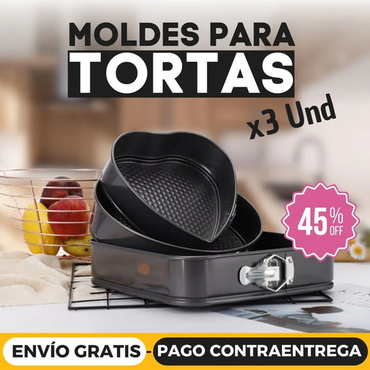 Juego De Moldes Para Tortas Figuras Desmontable Antiadherente X3